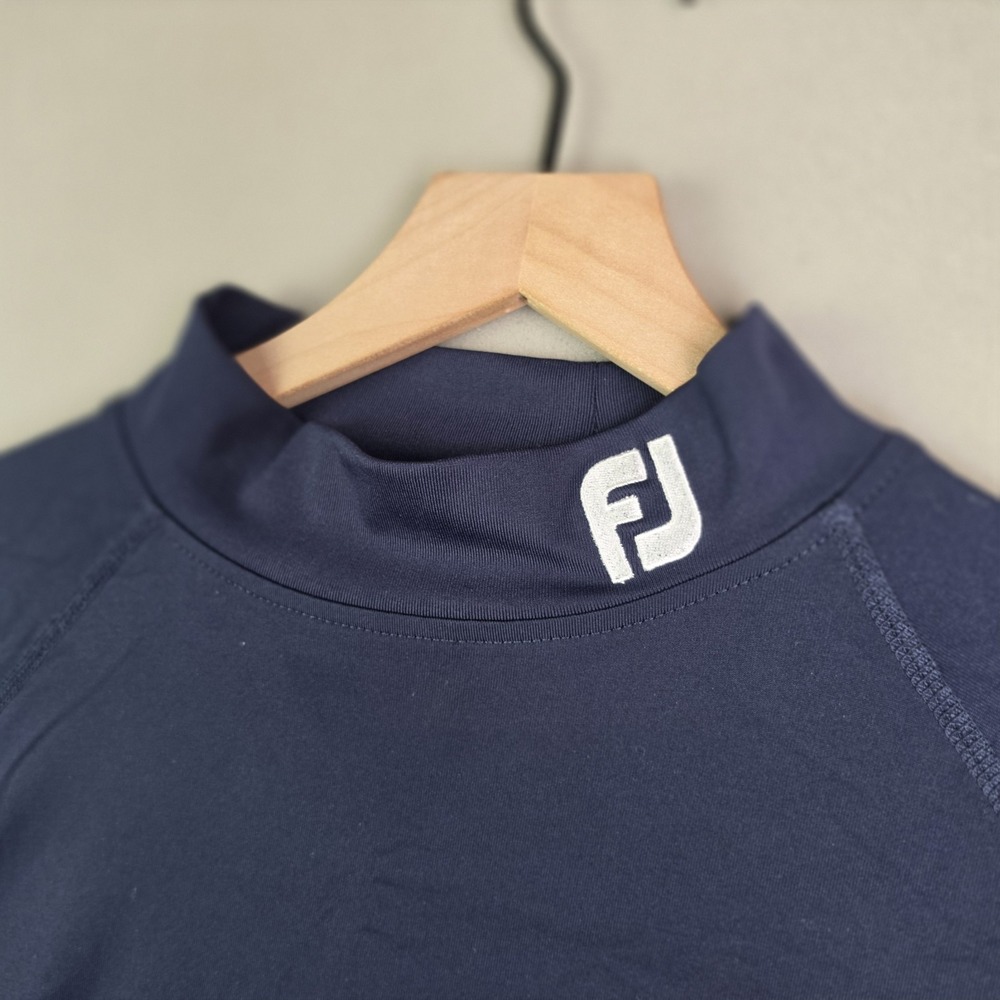 FootJoy Mock Neck Golf Shirt Mens XL Navy Blue Long Sleeve Base Layer Stretch FJ